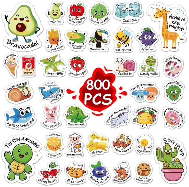 Main image of 800pcsTeacher Classroom Motivational Stickers for Kids Students | Children Reward Homework Praise Journal Planner Decoration Planners Bottles Laptops luggageGift