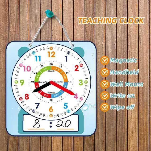 Alt view image 2 of 7 - Large 12" Magnetic Writable Dry Erase Teaching Clock,Teaching Demonstration Clock for Kids Learning Time with Cute Style for Home School Classroom Supplies(12" x 11")