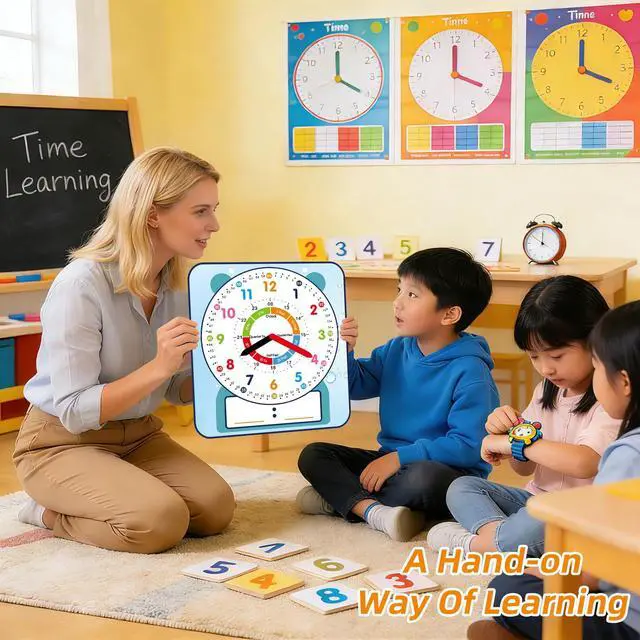 Alt view image 6 of 7 - Large 12" Magnetic Writable Dry Erase Teaching Clock,Teaching Demonstration Clock for Kids Learning Time with Cute Style for Home School Classroom Supplies(12" x 11")