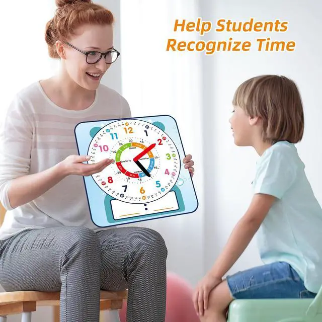 Alt view image 7 of 7 - Large 12" Magnetic Writable Dry Erase Teaching Clock,Teaching Demonstration Clock for Kids Learning Time with Cute Style for Home School Classroom Supplies(12" x 11")