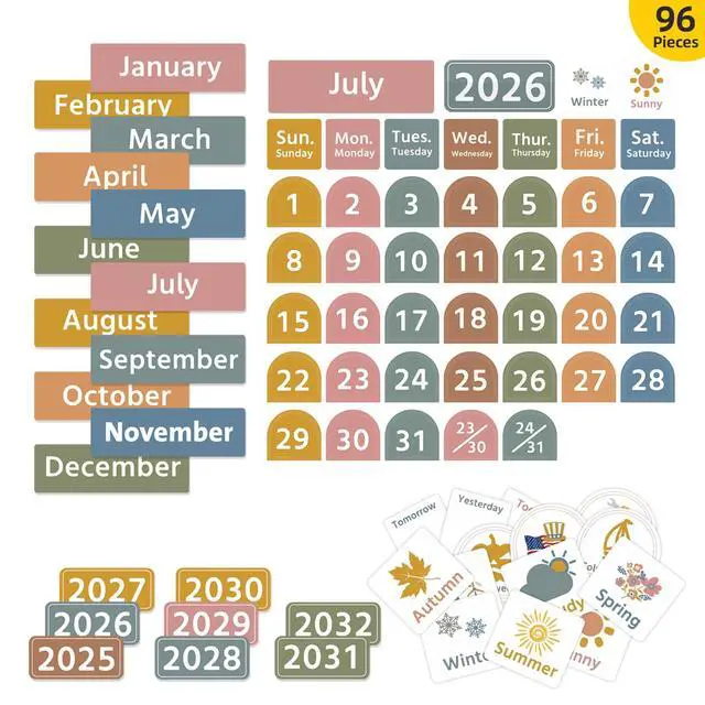 Alt view image 5 of 7 - Large Boho Calendar Pocket Chart with 96 Cards for Classroom, Size:32.25 x 24.125 inch Black Monthly Calendar and Weather Pocket Chart for Student Learning for Home or School.