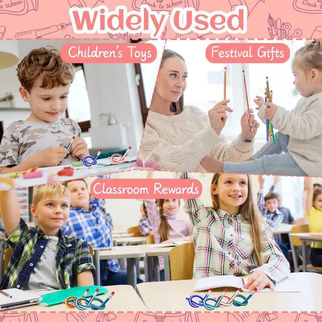 Alt view image 5 of 7 - Flexible Bendy Pencil,35 PCS Flexible Soft Pencil Colorful Stripe Soft Pencils with Eraser as Gift for Students or Children