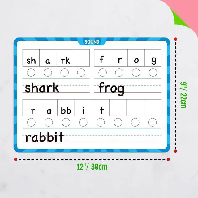 Alt view image 3 of 7 - 8 Packs Phonemic Awareness Dry Erase Board, Double Sided Dry Erase Board Writable and Erasable Phonics Learning White Board for Kids, Students, Classroom and Home (Each Measures 12 x 9)