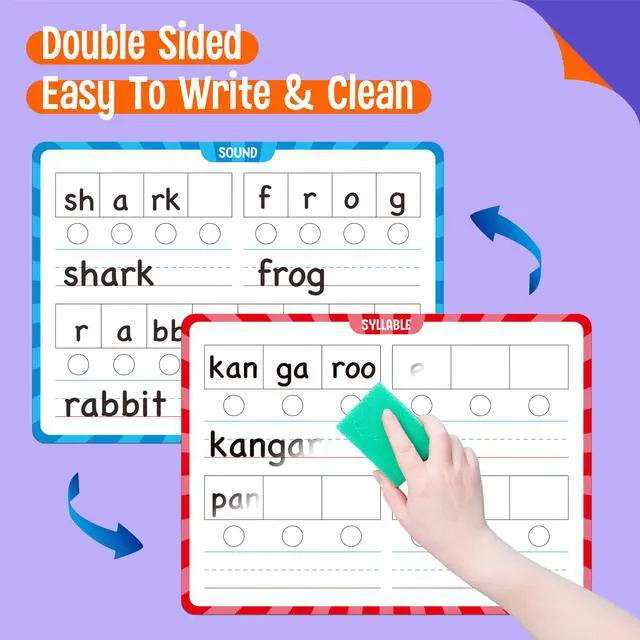 Alt view image 4 of 7 - 8 Packs Phonemic Awareness Dry Erase Board, Double Sided Dry Erase Board Writable and Erasable Phonics Learning White Board for Kids, Students, Classroom and Home (Each Measures 12 x 9)