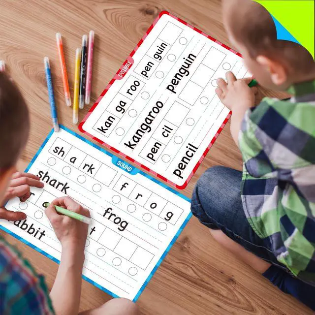 Alt view image 5 of 7 - 8 Packs Phonemic Awareness Dry Erase Board, Double Sided Dry Erase Board Writable and Erasable Phonics Learning White Board for Kids, Students, Classroom and Home (Each Measures 12 x 9)