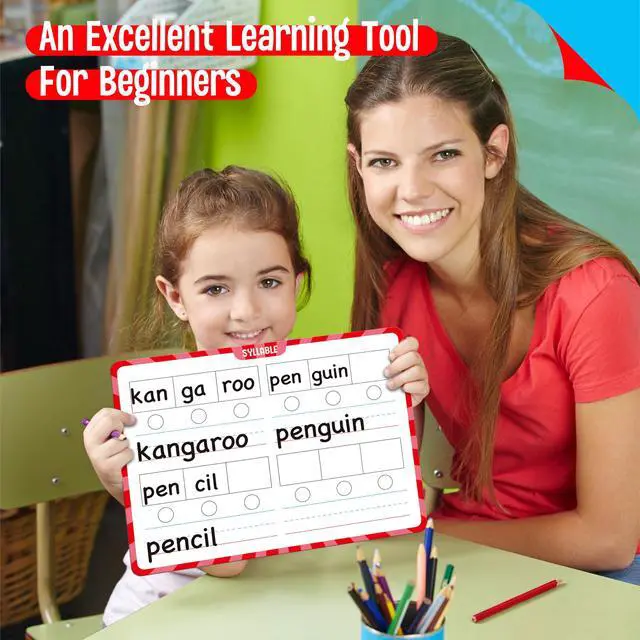 Alt view image 7 of 7 - 8 Packs Phonemic Awareness Dry Erase Board, Double Sided Dry Erase Board Writable and Erasable Phonics Learning White Board for Kids, Students, Classroom and Home (Each Measures 12 x 9)