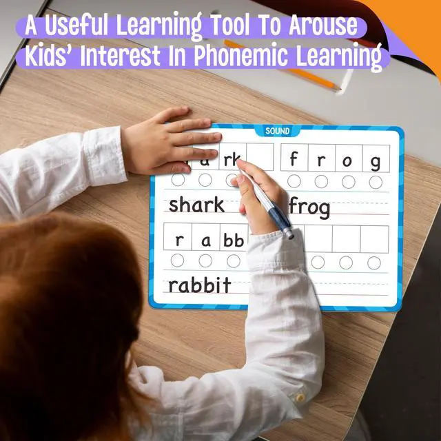 Alt view image 6 of 7 - 8 Packs Phonemic Awareness Dry Erase Board, Double Sided Dry Erase Board Writable and Erasable Phonics Learning White Board for Kids, Students, Classroom and Home (Each Measures 12 x 9)