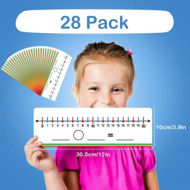 Alt view image 2 of 7 - 28 Pack Number Line Dry Erase Board Card,12" x 3.9" Small Whiteboard Math Manipulatives Addition Subtraction Game for Student Classroom Must Have Homeschool Teacher Supplies Learning Activities