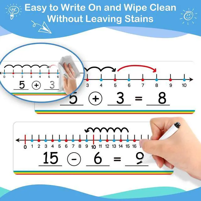 Alt view image 6 of 7 - 28 Pack Number Line Dry Erase Board Card,12" x 3.9" Small Whiteboard Math Manipulatives Addition Subtraction Game for Student Classroom Must Have Homeschool Teacher Supplies Learning Activities