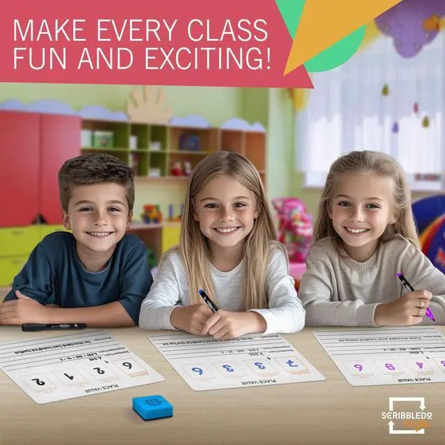 Alt view image 2 of 7 - Place Value Chart Math Practice 9x12 Small White Board Dry Erase Sheets Math Manipulatives Math Supplies Homeschool Teacher Students Classroom Pack of 10 Sheets
