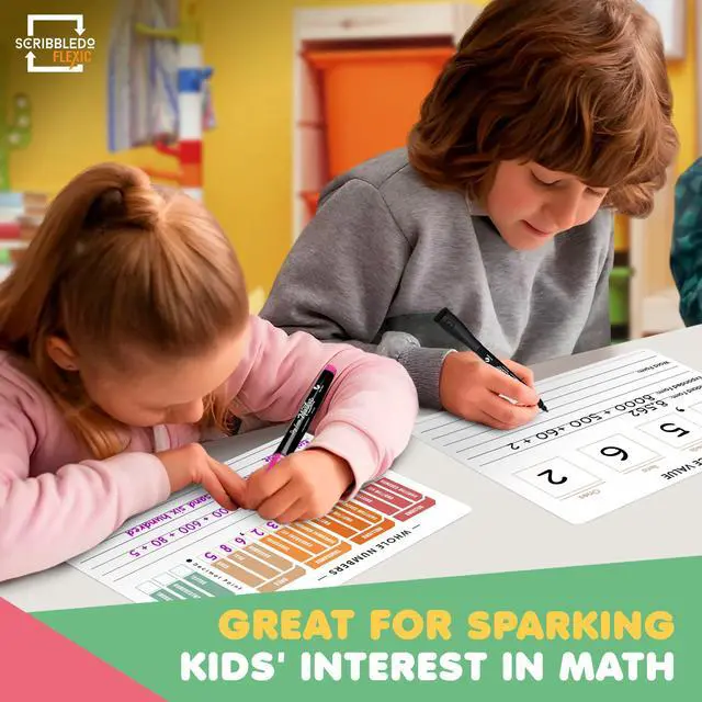 Alt view image 6 of 7 - Place Value Chart Math Practice 9x12 Small White Board Dry Erase Sheets Math Manipulatives Math Supplies Homeschool Teacher Students Classroom Pack of 10 Sheets