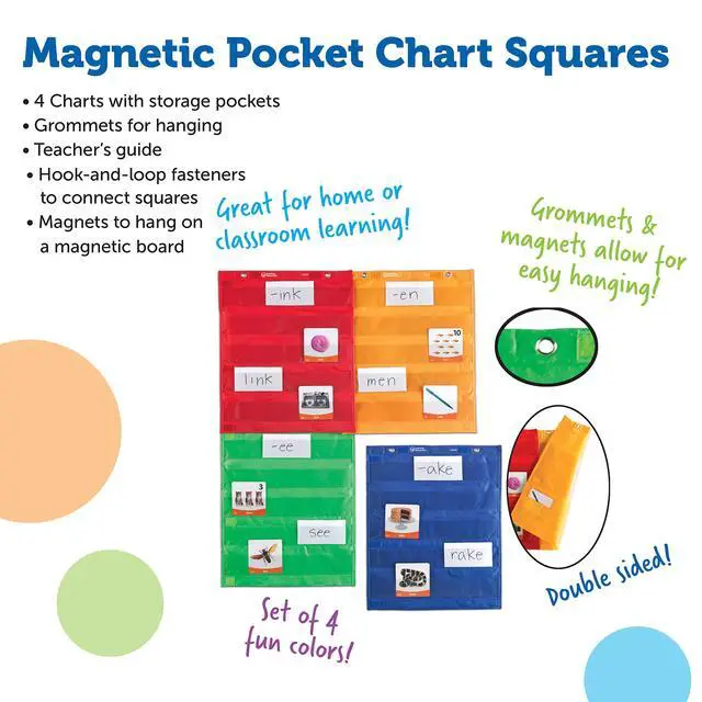 Alt view image 6 of 6 - Magnetic Pocket Chart Squares - Set of 4, Classroom Pocket Charts, Classroom/Teacher Organizer, Classroom Supplies, Homeschool Supplies, Teaching Materials,Back to School Supplies