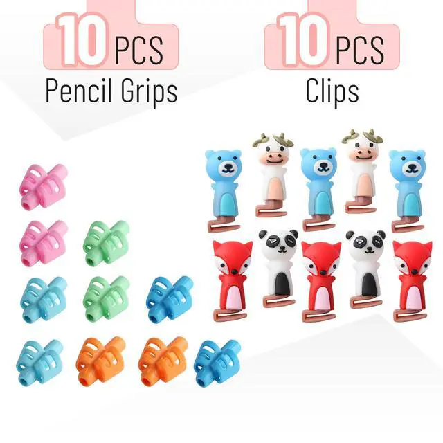 Alt view image 3 of 7 - - Pencil Grips for Kids Handwriting, 20 Pack | Writing Aid Tools for Beginners, Preschoolers & Toddlers, Training Pencil Holders for Righties, Lefties & Adults