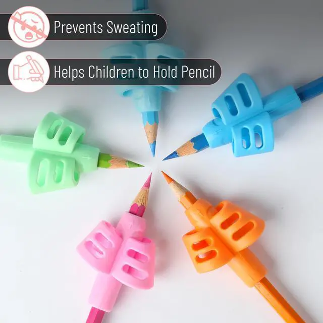 Alt view image 6 of 7 - - Pencil Grips for Kids Handwriting, 20 Pack | Writing Aid Tools for Beginners, Preschoolers & Toddlers, Training Pencil Holders for Righties, Lefties & Adults