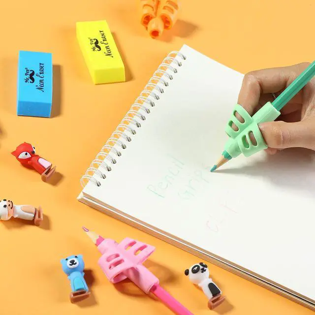 Alt view image 7 of 7 - - Pencil Grips for Kids Handwriting, 20 Pack | Writing Aid Tools for Beginners, Preschoolers & Toddlers, Training Pencil Holders for Righties, Lefties & Adults