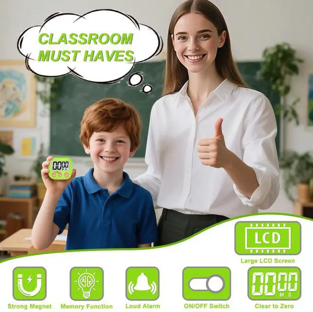 Alt view image 2 of 6 - Digital Timer for Kids Teacher Supplies Classroom Timer for Study Learning Management Kitchen Work Exercise-4Pack Pink Blue Green Purple