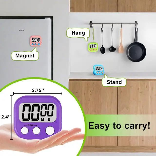 Alt view image 5 of 6 - Digital Timer for Kids Teacher Supplies Classroom Timer for Study Learning Management Kitchen Work Exercise-4Pack Pink Blue Green Purple
