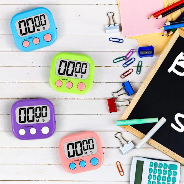 Alt view image 4 of 6 - Digital Timer for Kids Teacher Supplies Classroom Timer for Study Learning Management Kitchen Work Exercise-4Pack Pink Blue Green Purple