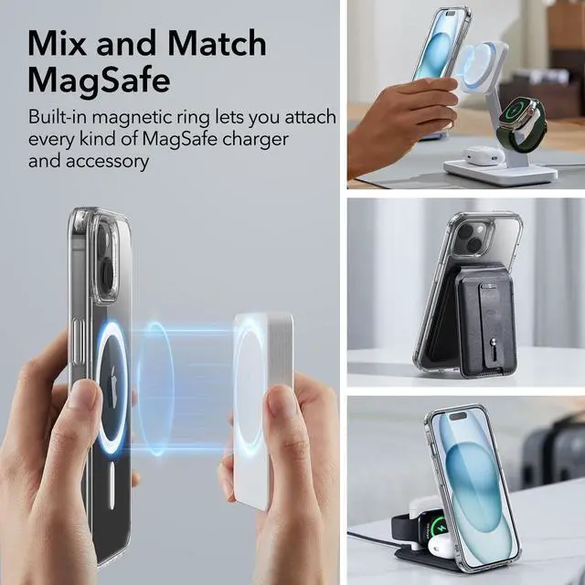 Alt view image 4 of 7 - for iPhone 15 Case for MagSafe, Anti-Yellowing, Clear | Ultra Slim, 3X Military-Grade Drop Protection, Magnetic Phone Case, Impact Absorbing, Resists Scratches