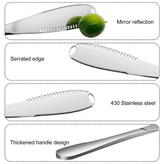 Alt view image 4 of 7 - 2-Pack Stainless Steel Butter Knives with Holes 3-in-1 Spreader | For Cold Butter, Cheese & Jam Dishwasher Safe, Rust-Resistant, Soft Ergonomic Handle Perfect for Kitchen & Table