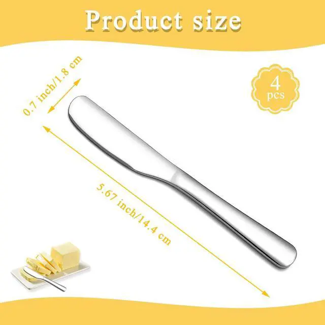 Alt view image 2 of 7 - Stainless Steel Butter Knife, Butter Spreader, Butter Knives, Butter Spreader Knife for Kitchen Restaurant Party, Kitchen Gadgets, Set of 4