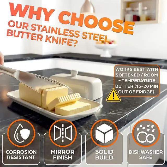 Alt view image 3 of 7 - 2 Pcs Butter Knife Spreader 3-in-1 Set, Stainless Steel | Butter Spreader Knife with Grater Blade and Holes; Non-Slip Grip, Dishwasher Safe; Spreads Cream Cheese and Jam