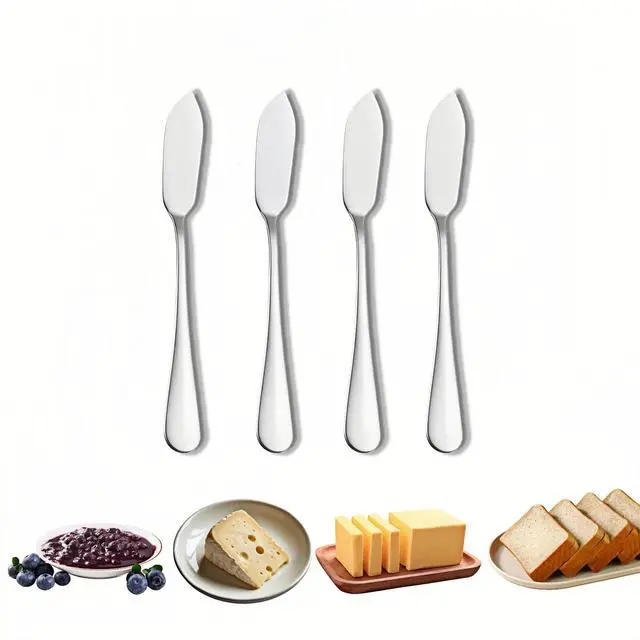 Main image of Stainless Steel Butter Knife Set, Mirror Polished, 5.83 Inch, Dishwasher Safe, Versatile Spreader for Butter, Jam and Cream, 4 Pack
