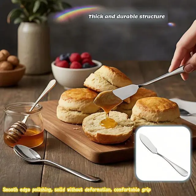 Alt view image 5 of 7 - Stainless Steel Butter Knife Set, Mirror Polished, 5.83 Inch, Dishwasher Safe, Versatile Spreader for Butter, Jam and Cream, 4 Pack