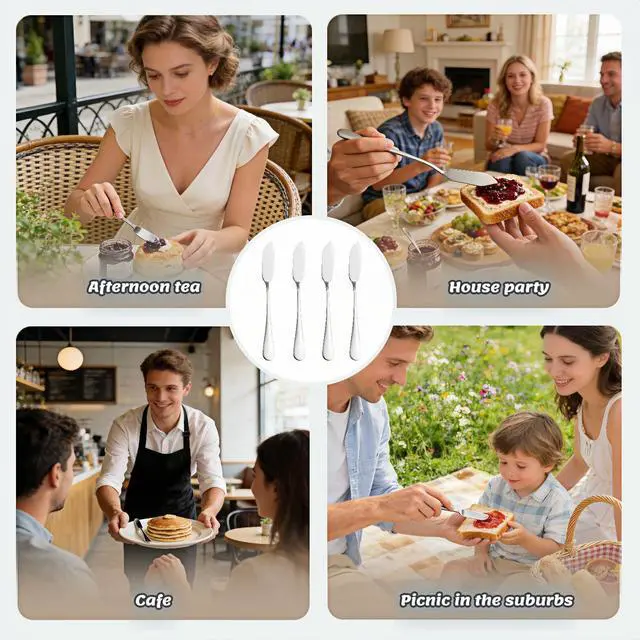 Alt view image 6 of 7 - Stainless Steel Butter Knife Set, Mirror Polished, 5.83 Inch, Dishwasher Safe, Versatile Spreader for Butter, Jam and Cream, 4 Pack