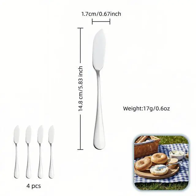 Alt view image 3 of 7 - Stainless Steel Butter Knife Set, Mirror Polished, 5.83 Inch, Dishwasher Safe, Versatile Spreader for Butter, Jam and Cream, 4 Pack
