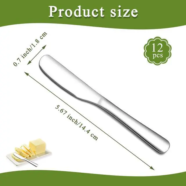 Alt view image 2 of 7 - Stainless Steel Butter Knife, Butter Spreader, Butter Knives, Butter Spreader Knife for Kitchen Restaurant Party, Kitchen Gadgets, Set of 12