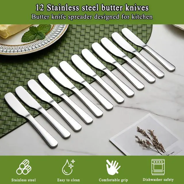 Alt view image 6 of 7 - Stainless Steel Butter Knife, Butter Spreader, Butter Knives, Butter Spreader Knife for Kitchen Restaurant Party, Kitchen Gadgets, Set of 12