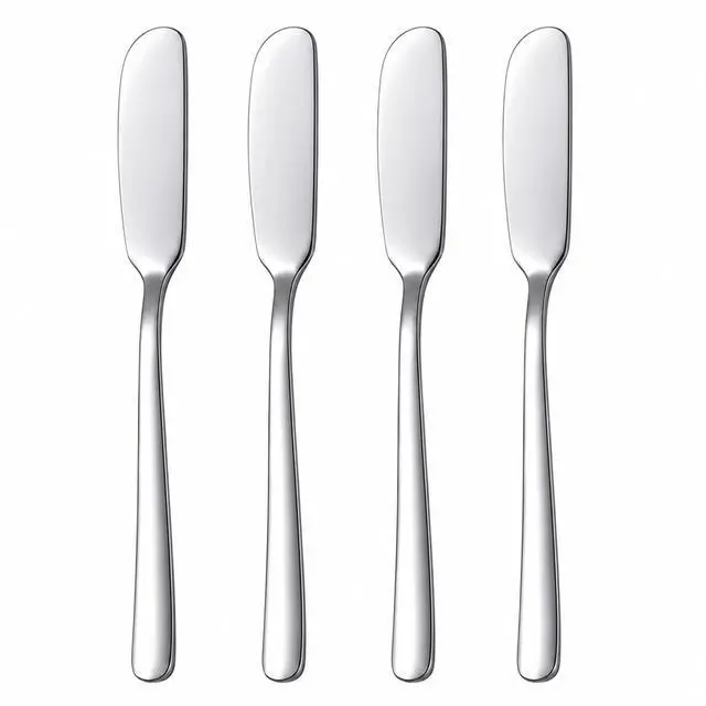 Main image of 4 Pack Stainless Steel Butter Spreader Knives Jam Cream Spread Utensils | 6.46in Cheese Spreaders Silver, Ideal for Jam Cream Peanut Butter for Breakfast Home Kitchen Use,Silver