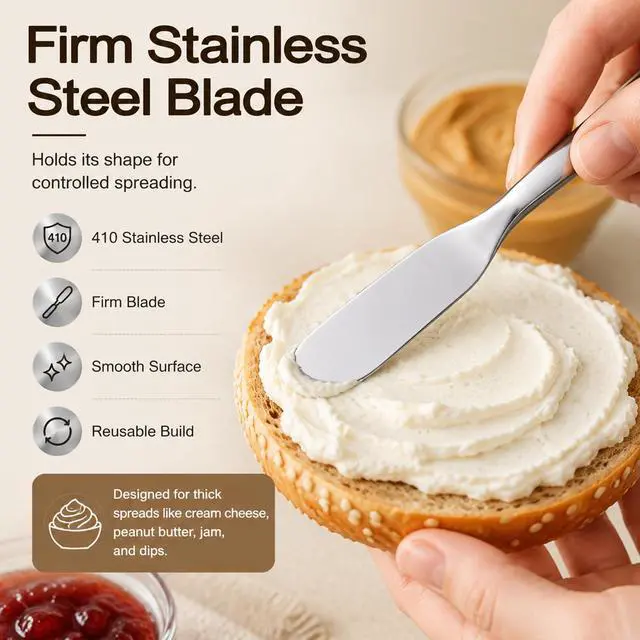Alt view image 4 of 7 - 4 Pack Stainless Steel Butter Spreader Knives Jam Cream Spread Utensils | 6.46in Cheese Spreaders Silver, Ideal for Jam Cream Peanut Butter for Breakfast Home Kitchen Use,Silver