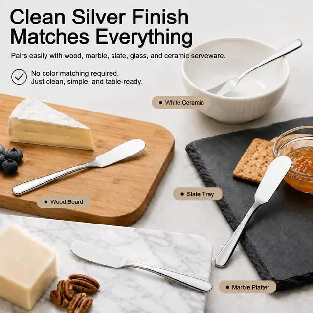 Alt view image 6 of 7 - 4 Pack Stainless Steel Butter Spreader Knives Jam Cream Spread Utensils | 6.46in Cheese Spreaders Silver, Ideal for Jam Cream Peanut Butter for Breakfast Home Kitchen Use,Silver