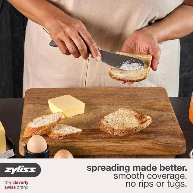 Alt view image 3 of 7 - Sandwich Knife & Condiment Spreader - Sandwich Spreader for Butter, Cream Cheese, & Jellies - Ergonomic Stainless Steel Spreading - Butter Spread for Bagels & Toast - Gray 4.7"