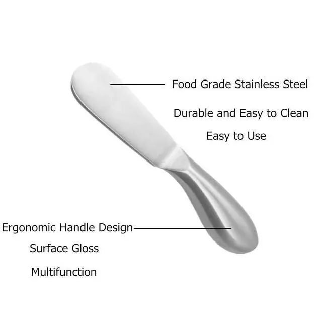Alt view image 3 of 7 - 4 Pcs Stainless Steel Cheese and Butter Spreader Knives Set | Charcuterie Utensils for Cheese, Cold Butter, Jam, Pastry Making