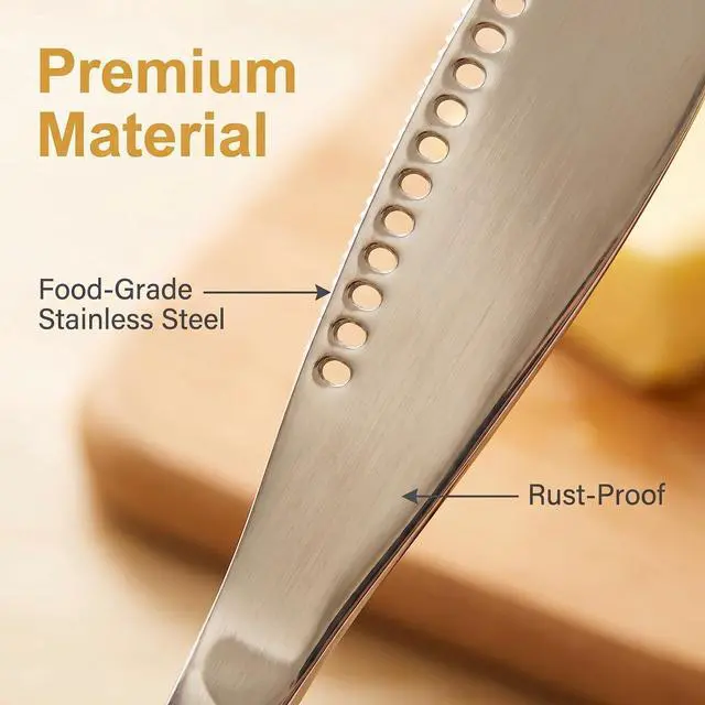 Alt view image 2 of 7 - 2 Pcs Stainless Steel Butter Knives | 3 in 1 Butter Knife Set, Butter Spreader, Curler and Grater, for Butter, Cheese, Dishwasher Safe, Rust-Resistant, Ergonomic