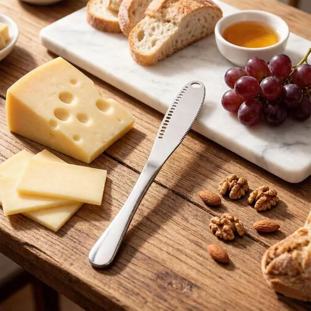 Alt view image 6 of 7 - 2 Pcs Stainless Steel Butter Knives | 3 in 1 Butter Knife Set, Butter Spreader, Curler and Grater, for Butter, Cheese, Dishwasher Safe, Rust-Resistant, Ergonomic