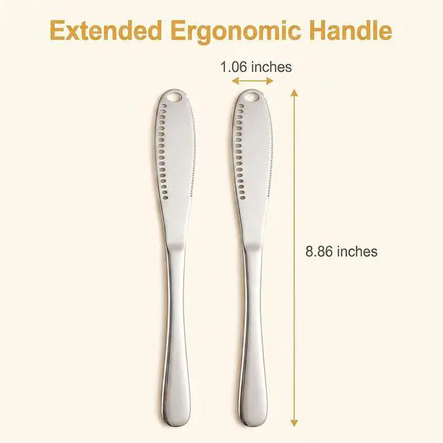 Alt view image 5 of 7 - 2 Pcs Stainless Steel Butter Knives | 3 in 1 Butter Knife Set, Butter Spreader, Curler and Grater, for Butter, Cheese, Dishwasher Safe, Rust-Resistant, Ergonomic