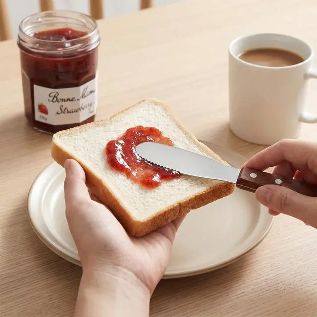 Alt view image 5 of 7 - 4 Pack Butter Spreader Knife Stainless Steel Cream Cheese Spreader with Wood Handle Butter Knife with Holes for Butters Cheese, Cream, Sandwich, and Condiment Serving