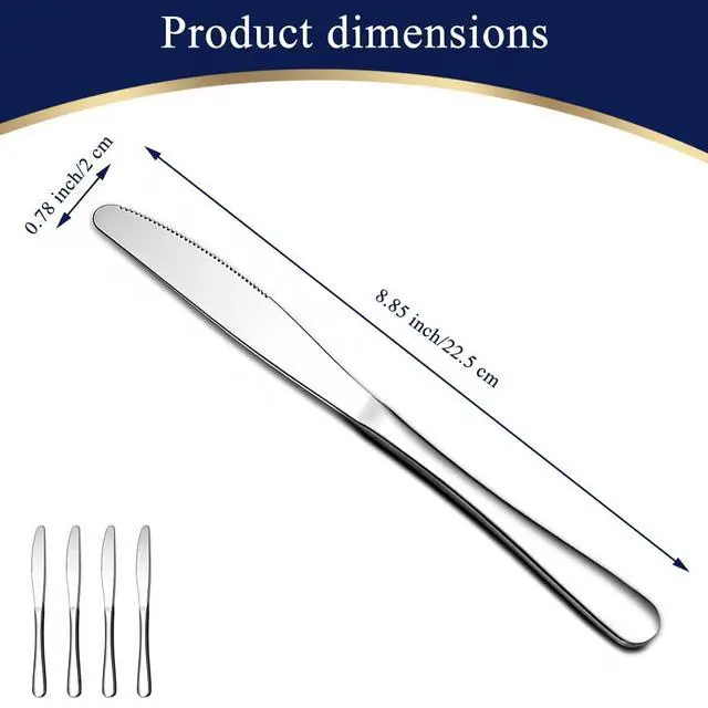 Alt view image 2 of 7 - Dinner Knives Set Of 4, Stainless Steel Butter Knife Spreader 9.17", Table Dinner Knife for Daily Use, Restaurant, Hotel, Parties, Events, Sturdy And Dishwasher Safe