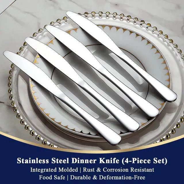 Alt view image 3 of 7 - Dinner Knives Set Of 4, Stainless Steel Butter Knife Spreader 9.17", Table Dinner Knife for Daily Use, Restaurant, Hotel, Parties, Events, Sturdy And Dishwasher Safe