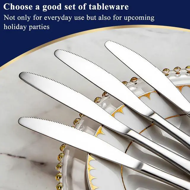 Alt view image 7 of 7 - Dinner Knives Set Of 4, Stainless Steel Butter Knife Spreader 9.17", Table Dinner Knife for Daily Use, Restaurant, Hotel, Parties, Events, Sturdy And Dishwasher Safe