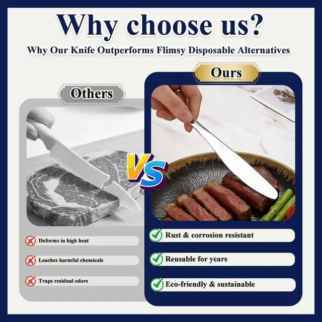 Alt view image 5 of 7 - Dinner Knives Set Of 4, Stainless Steel Butter Knife Spreader 9.17", Table Dinner Knife for Daily Use, Restaurant, Hotel, Parties, Events, Sturdy And Dishwasher Safe