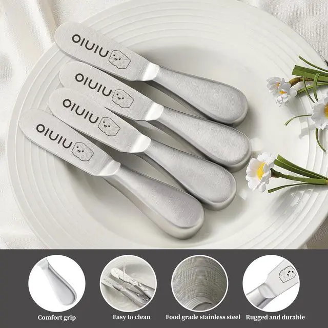 Alt view image 3 of 7 - Butter Knife Spreader, Stainless Steel Butter Cheese Sandwich Spreader Knife, Spreaders for Butter, Cheese, Sandwhich, Peanut, Jam (Unique Pattern)