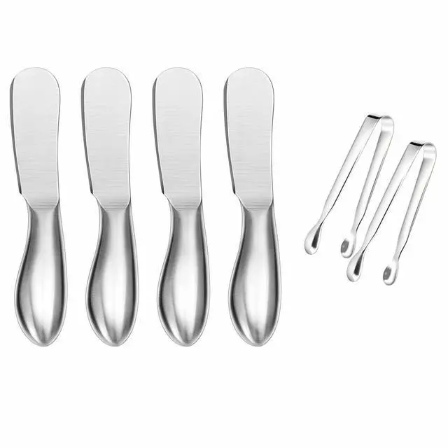 Main image of Spreader Knife Set,6-Piece Cheese and Butter Spreader Knives | Mini Serving Tongs,Stainless Steel Multipurpose Butter Knives