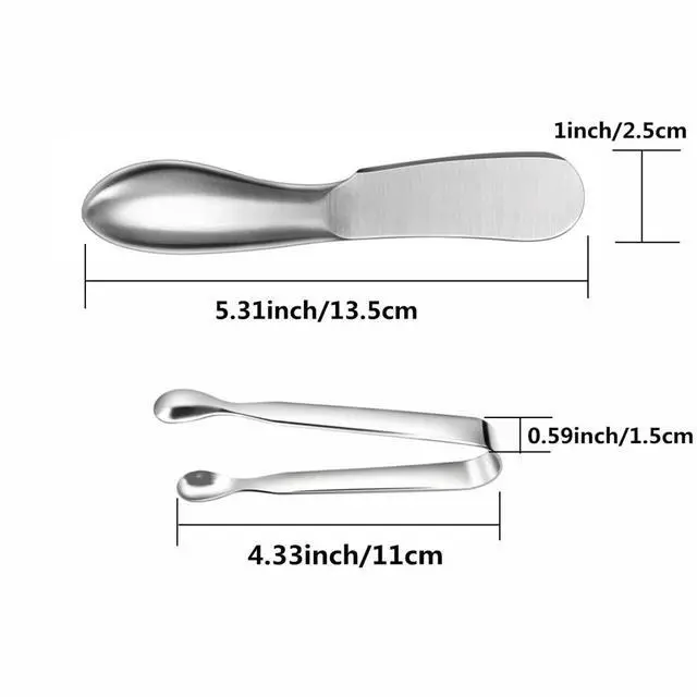 Alt view image 2 of 6 - Spreader Knife Set,6-Piece Cheese and Butter Spreader Knives | Mini Serving Tongs,Stainless Steel Multipurpose Butter Knives
