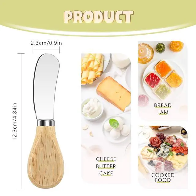 Alt view image 2 of 7 - Butter Knife Spreader, Cheese Spreader Knives Set of 4, Stainless Steel Butter Knives with Wooden Handle, Small Cheese Knives for Cold Butter, Soft Cheese Spreader, Jam, Charcuterie, Pastry