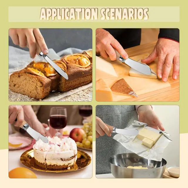 Alt view image 4 of 7 - Butter Knife Spreader, Cheese Spreader Knives Set of 4, Stainless Steel Butter Knives with Wooden Handle, Small Cheese Knives for Cold Butter, Soft Cheese Spreader, Jam, Charcuterie, Pastry
